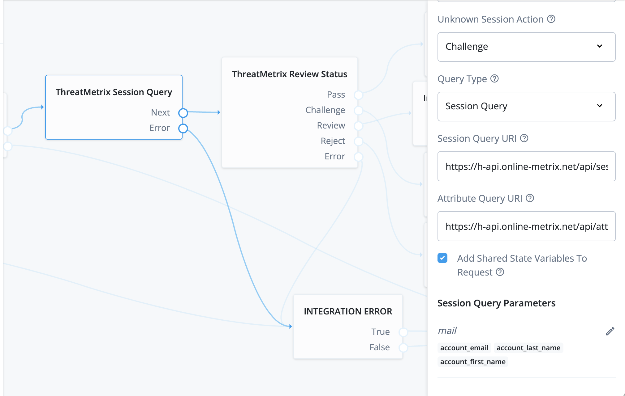 Sample ThreatMetrix Session Query Node Configuration