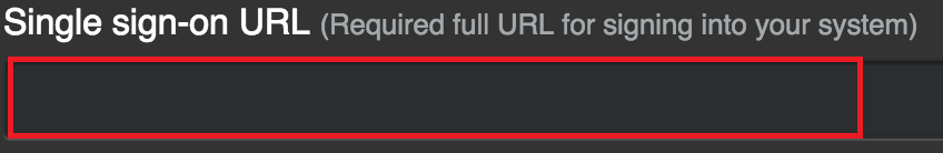 Screen capture of GitHub Single sign-on URL field highlighted in red.