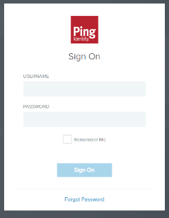 Screen capture of PingOne for Enterprise login screen.