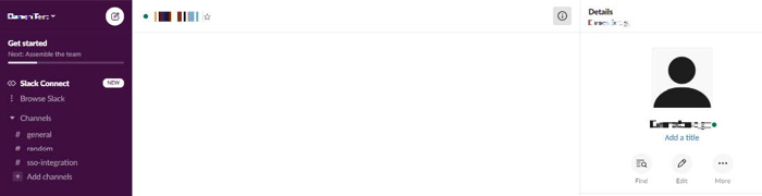 Screen capture of the new Slack domain and the user’s profile.