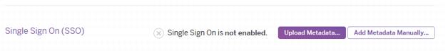 Screen capture of the Add Metadata Manually button in the Single Sign On (SSO) section.