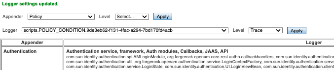 Enable debug logging for a scripted conditions.