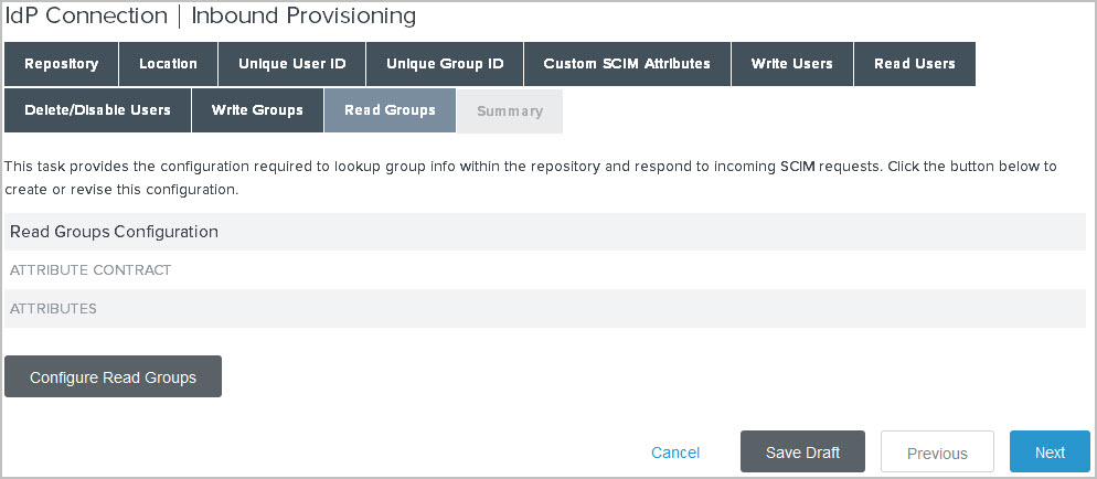 Screen capture of the Read Groups tab.