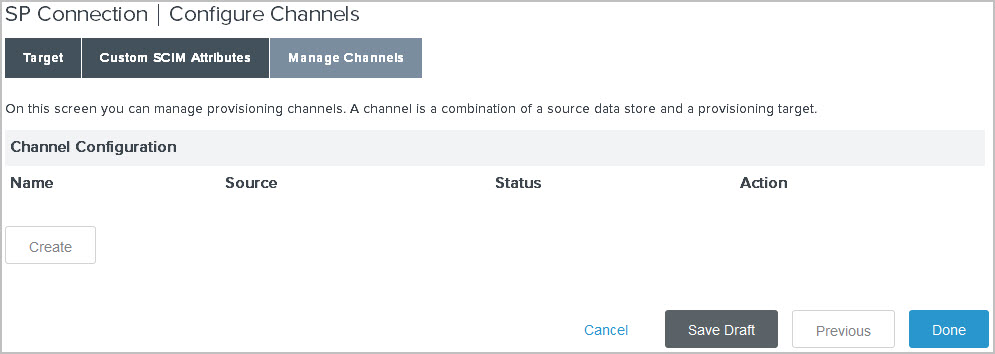 Screen capture illustrating the Manage Channels tab in the administrative console.