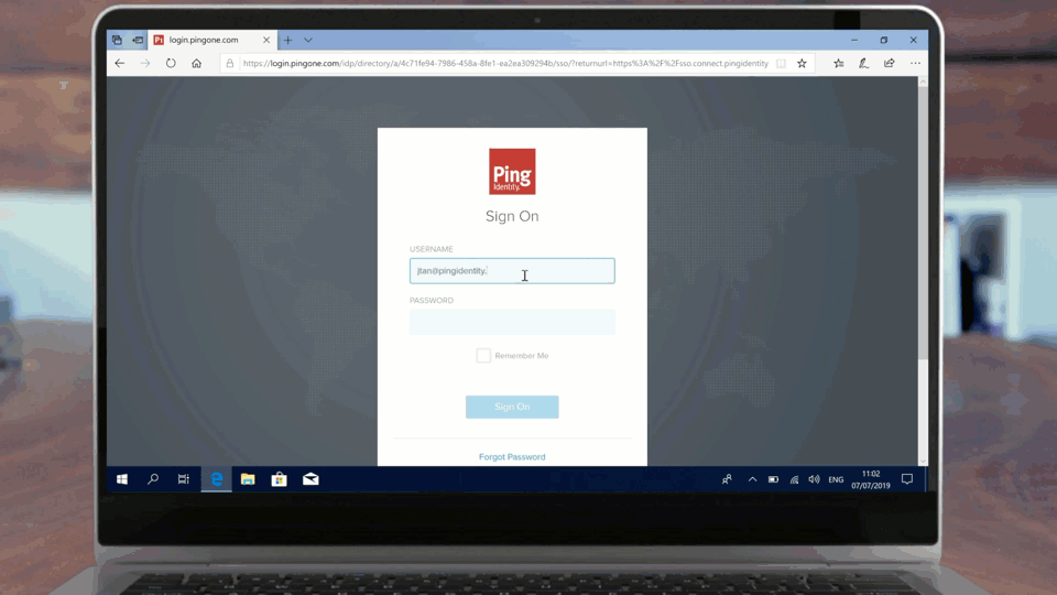 An image showing the process to setup a Windows Hello authentication with PingID.