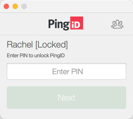 A screen capture of the Locked window with the request to enter your PIN in the Enter PIN field to unlock PingID.