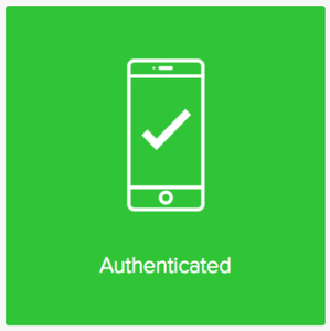 A screen capture of the successful authenticated message with a green check mark.