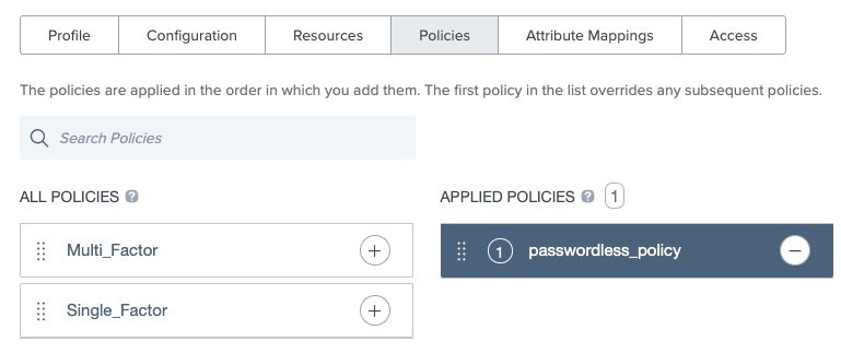 Win Login Passwordless - application configuration - applied policies