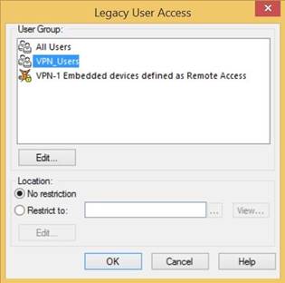 A screen capture of the Legacy User Access window.