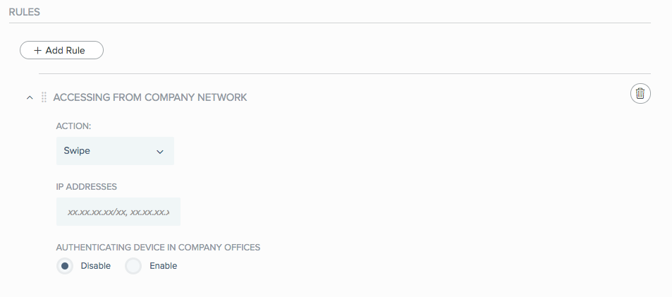 A screen capture of the Accessing From Company Network configuration wizard.