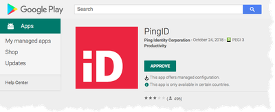 A screen capture of the PingID app in Google Play.