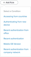 A screen capture of the + Add Rule button displaying the rule list options.