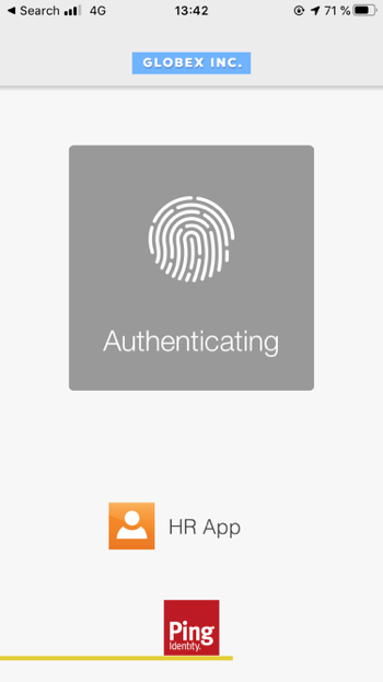 An image of the Authenticating message on the PingID mobile app, with a custom organization icon.