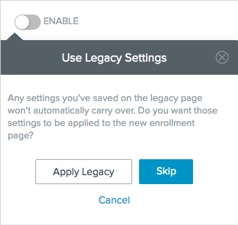 A screen capture of the Use Legacy Settings section.