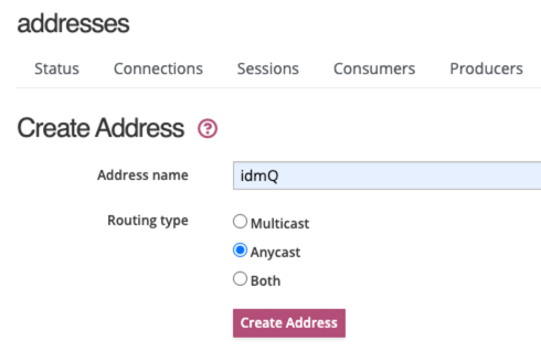 Artemis create address form