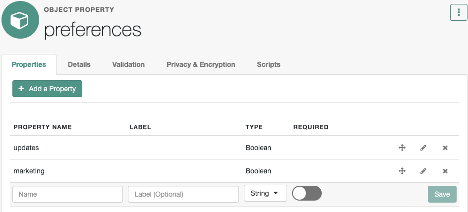 Managed Objects > user > preferences default properties