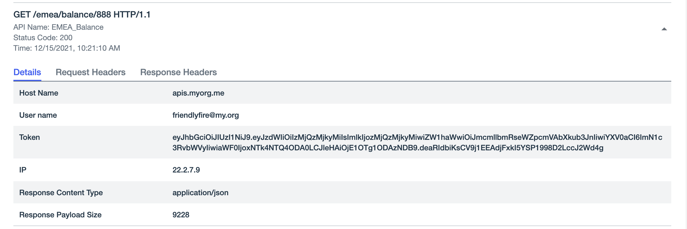 PingIntelligence IoA transaction details