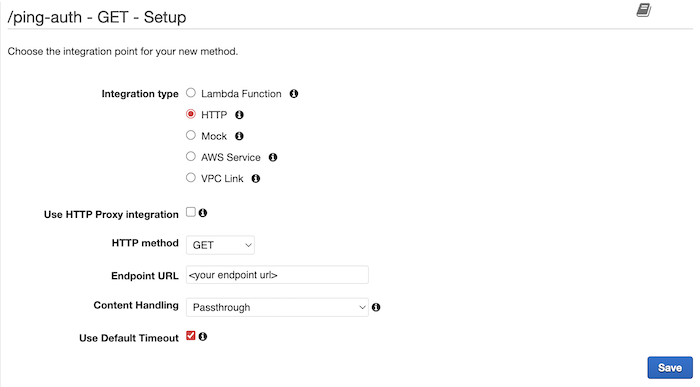 Screen capture of a sample configuration for a REST API method that will call Lambda authorizer.