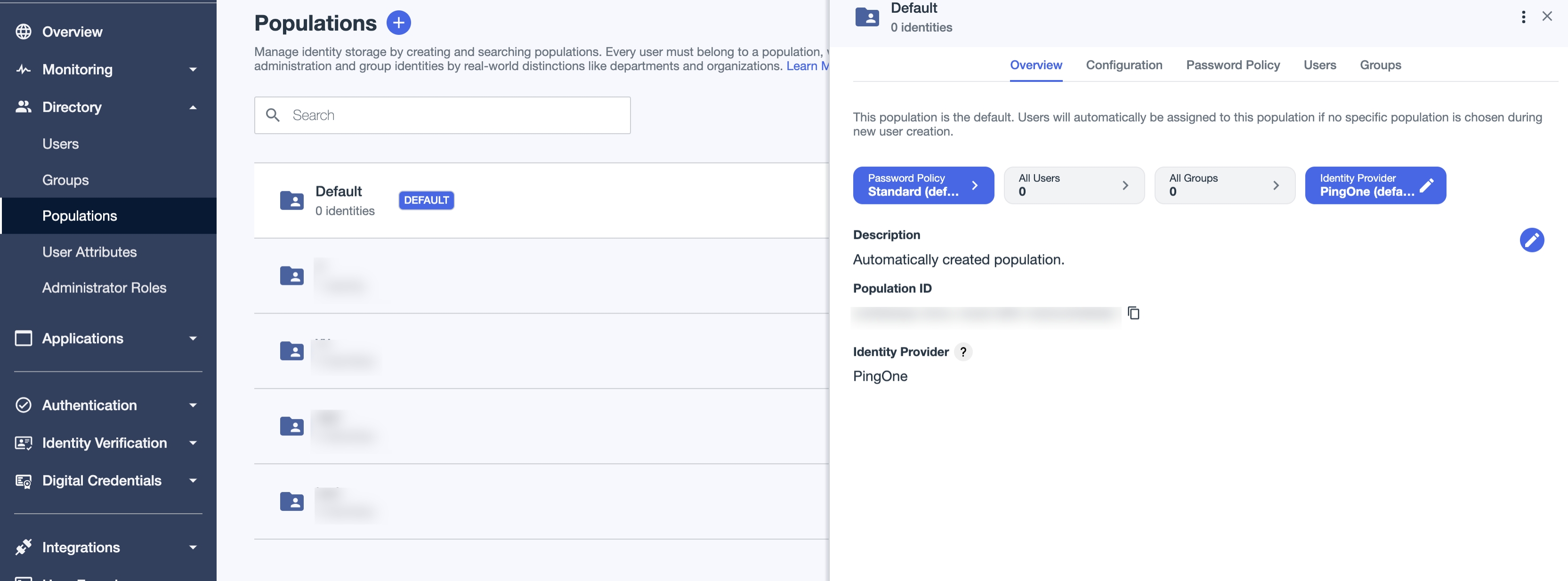 Screen capture of the populations default details page.