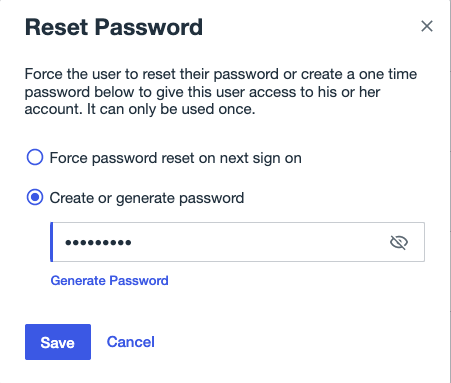 Reset user password