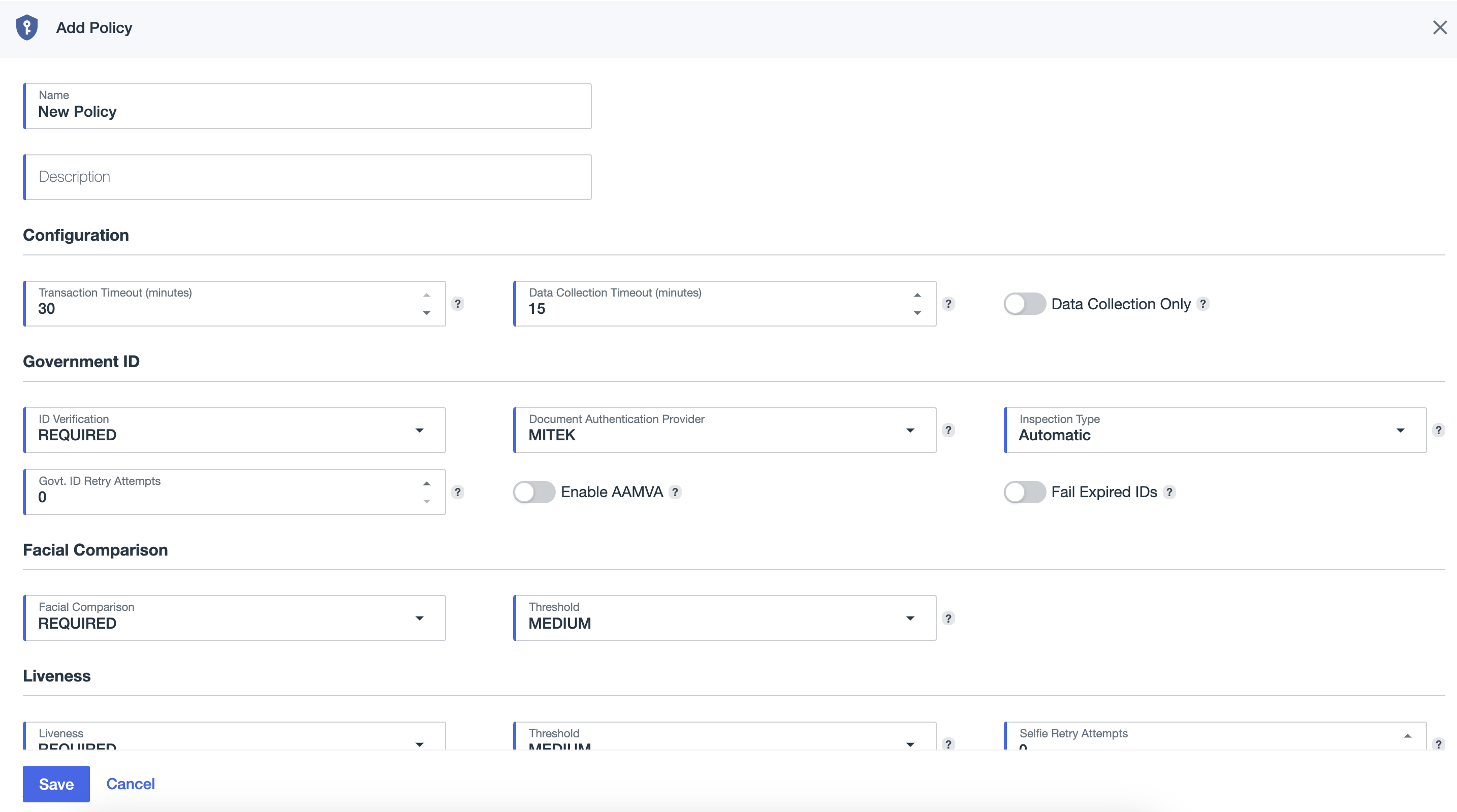 screen capture of verify policy configuration page.