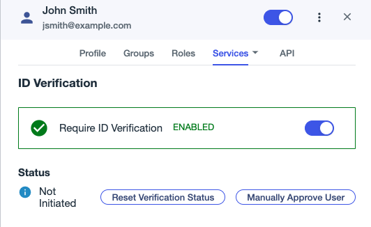 A screen capture of the ID verification page.