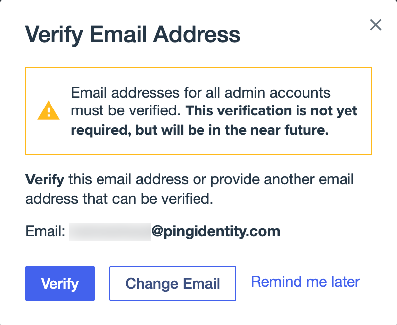 A screenshot of the Verify Email Address popup.