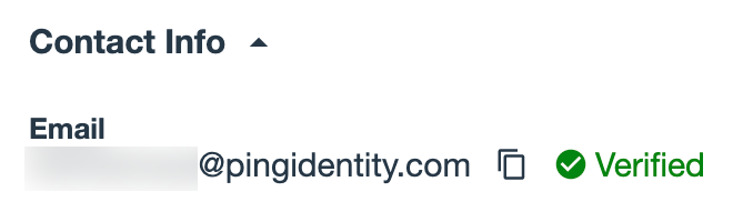 A screenshot of an email address with a checkmark and Verified.