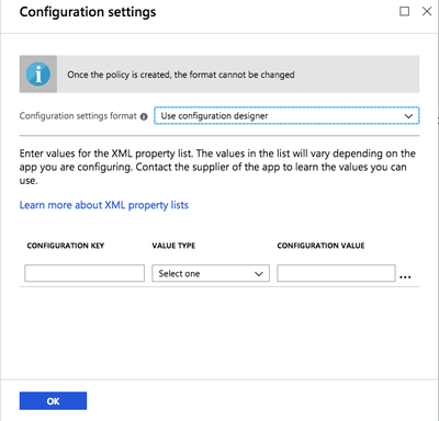 A screen capture of the Configuration Settings pane.