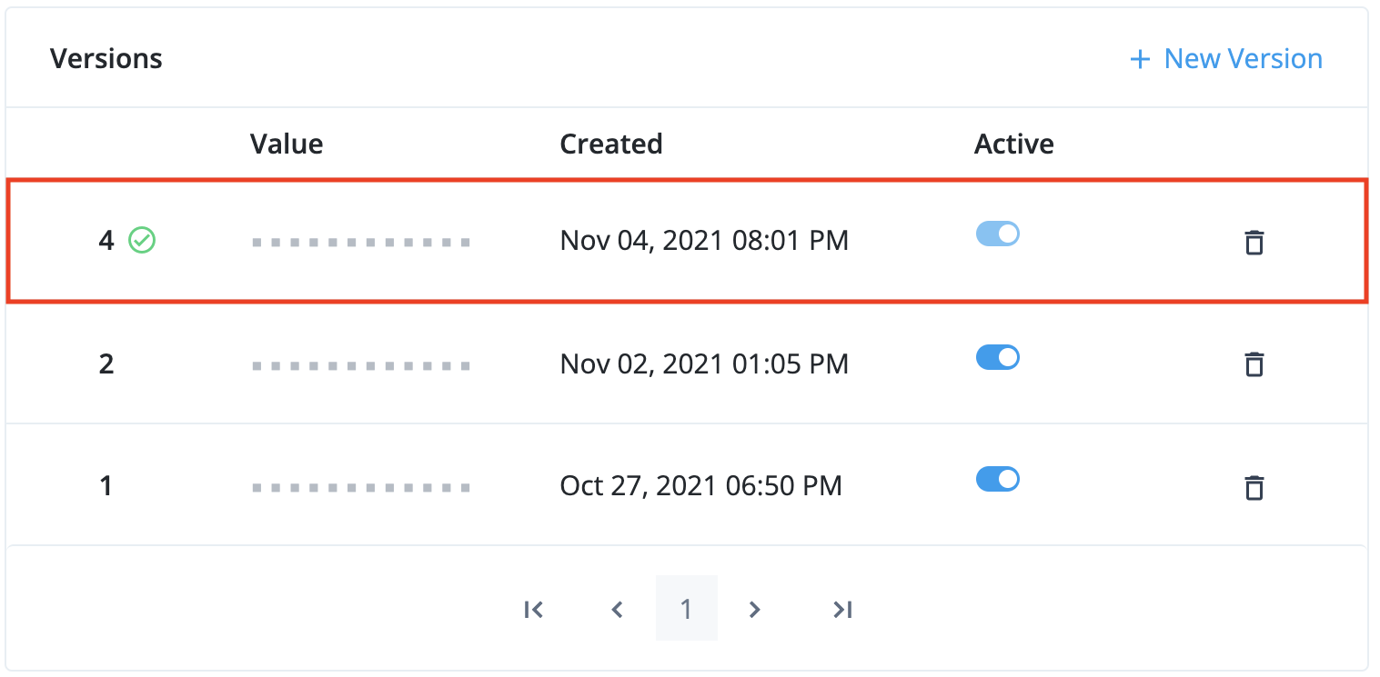 idcloudui esv secrets manage versions updated