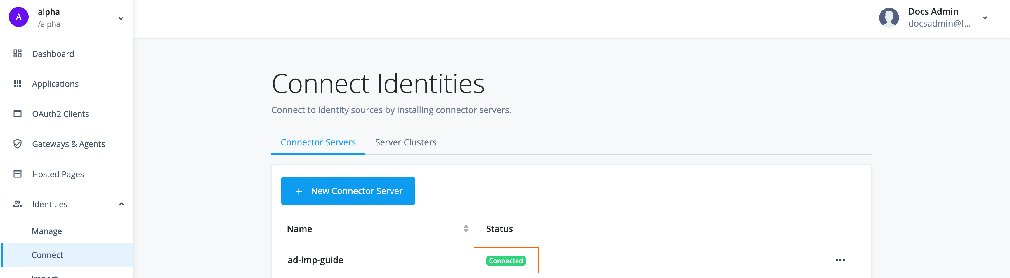 The remote server connected to Advanced Identity Cloud