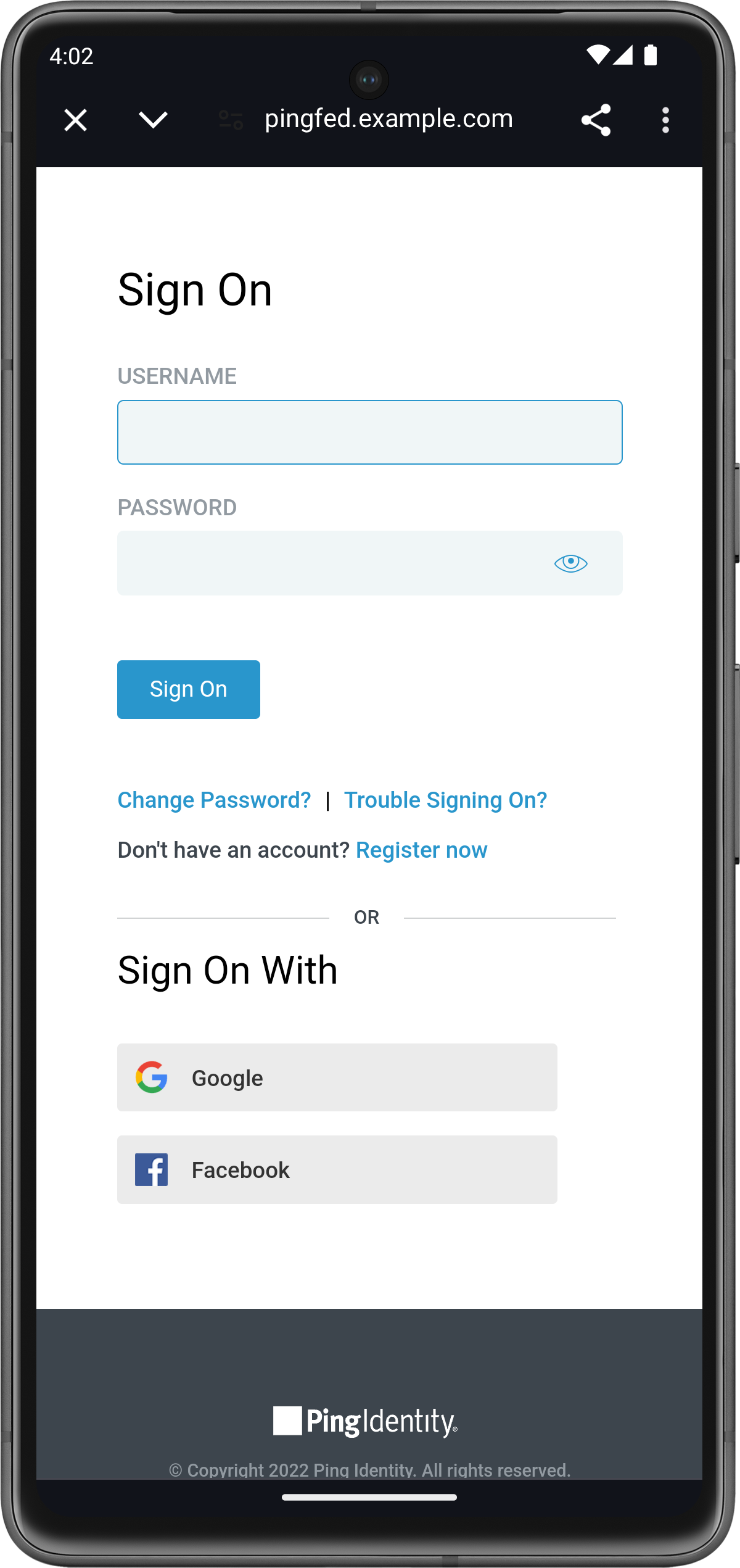 pingfed sample app login en